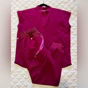 Used Dark Magenta Figs Scrubs XS